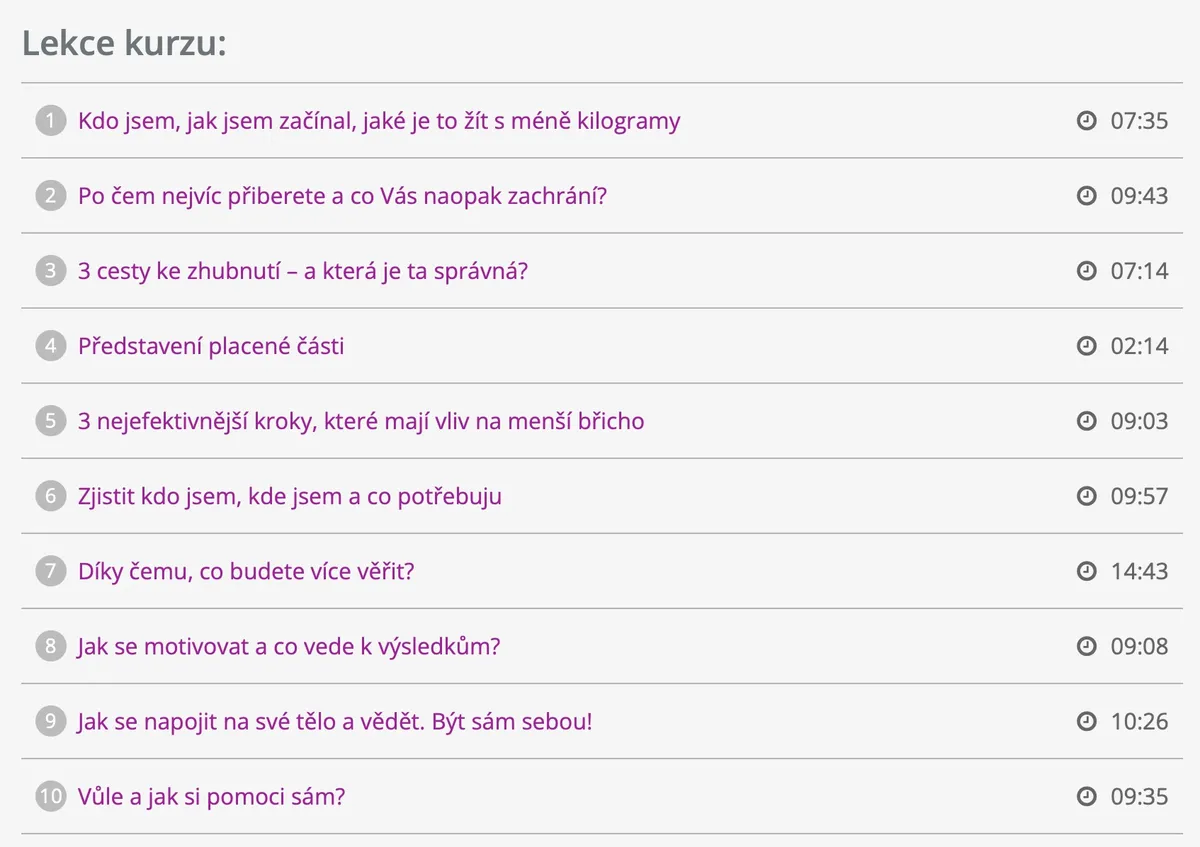 Ukázka z lekcí Velkého kurzu hubnutí od Břicháče Toma