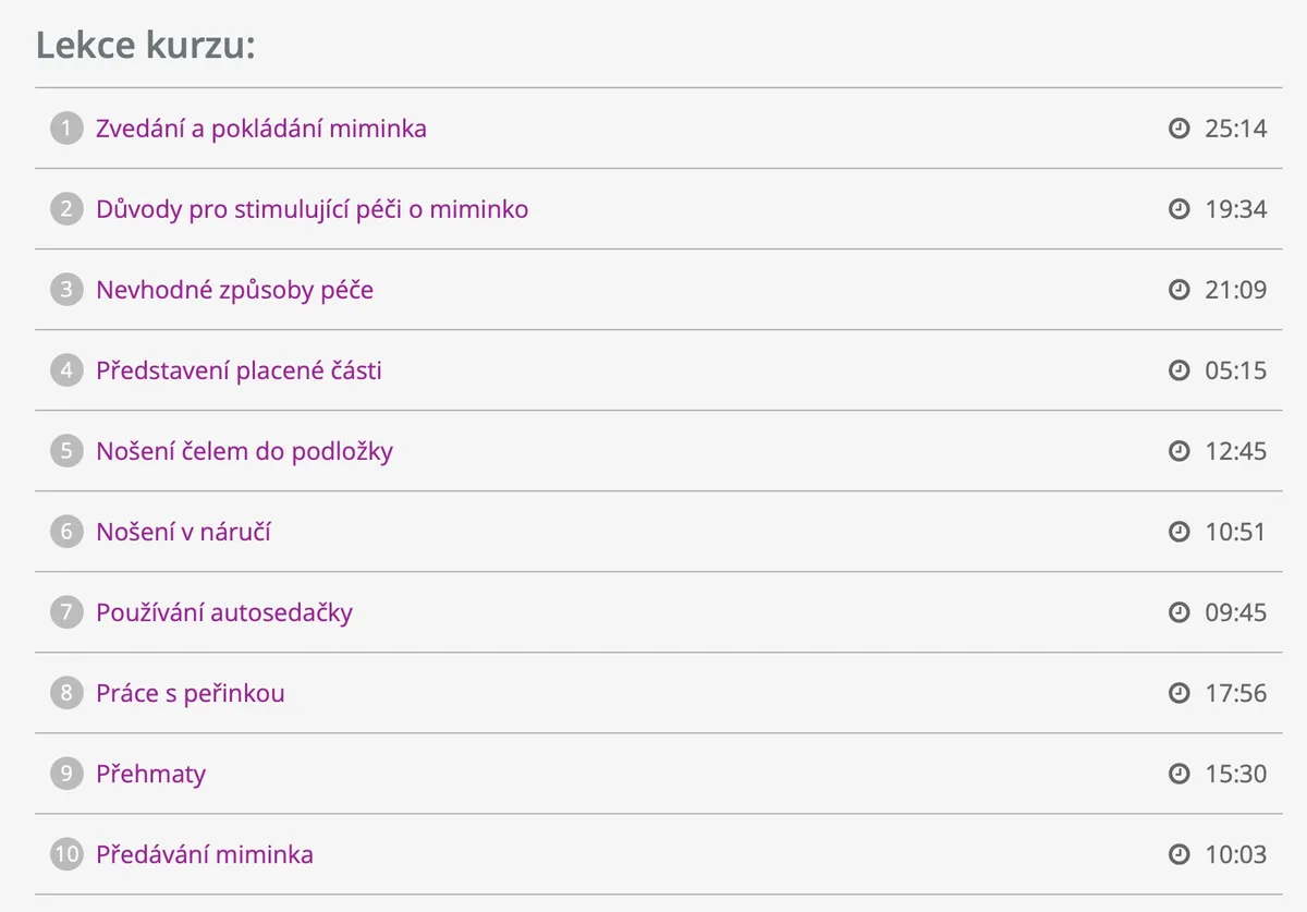 Ukázka z lekcí kurzu Péče o miminko od Jany Votápkové