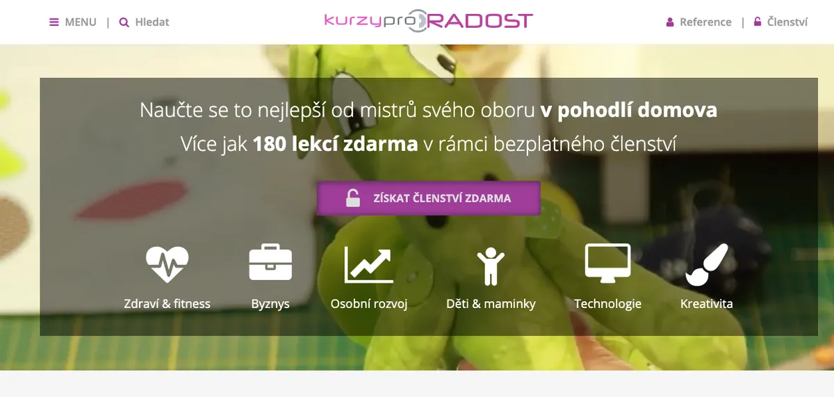 Registrace do věrnostního programu Kurzů pro radost tlačítkem získat členství zdarma