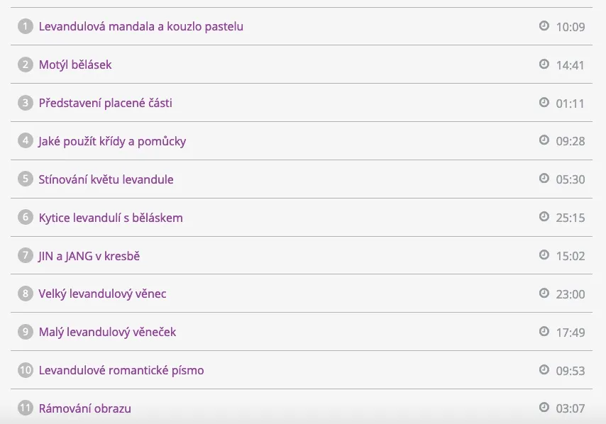 Hotová kytice levandulí namalovaná suchým pastelem z online kurzu