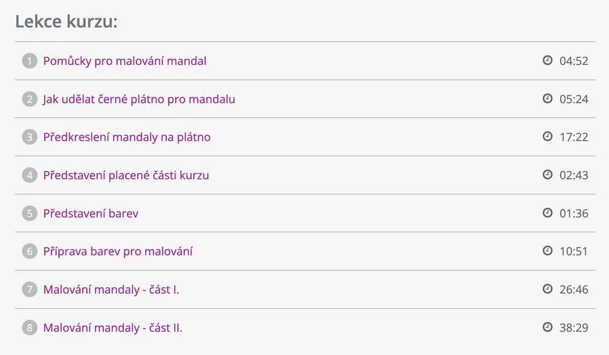 Ukázka z lekcí online kurzu Tečkovaná mandala