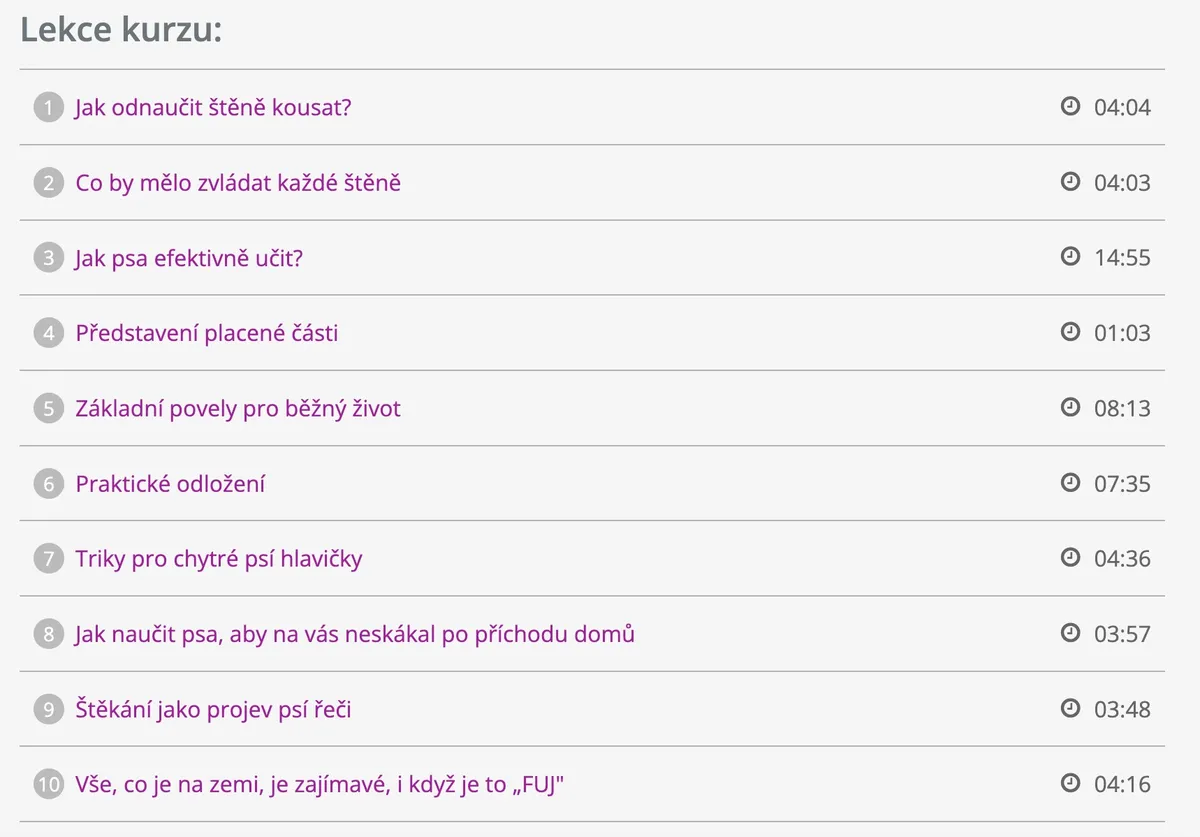 Ukázka z lekcí online kurzu Výcvik psa: Praktická poslušnost psa