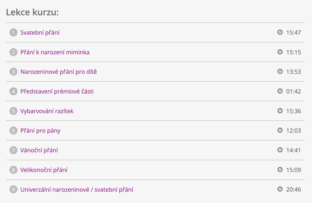 Ukázka z lekcí online kurzu Cardmaking, výroba přáníček