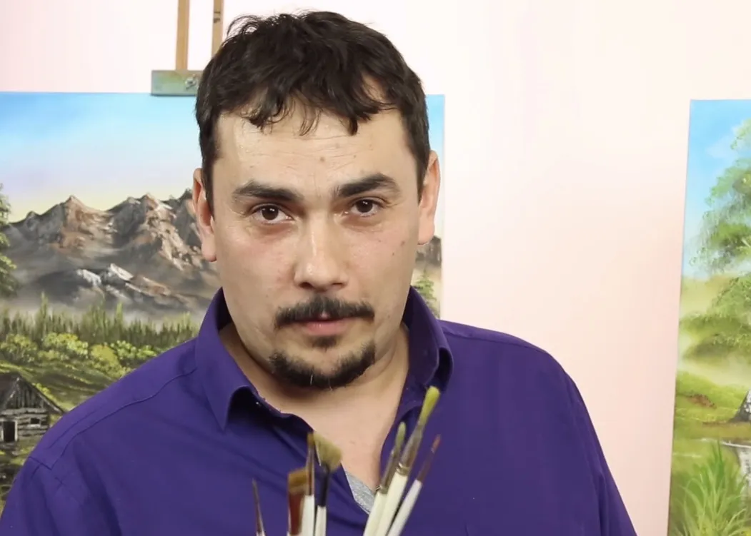 Ukázka olejomalby z kurzu Pavla Michalici metodou Bob Ross