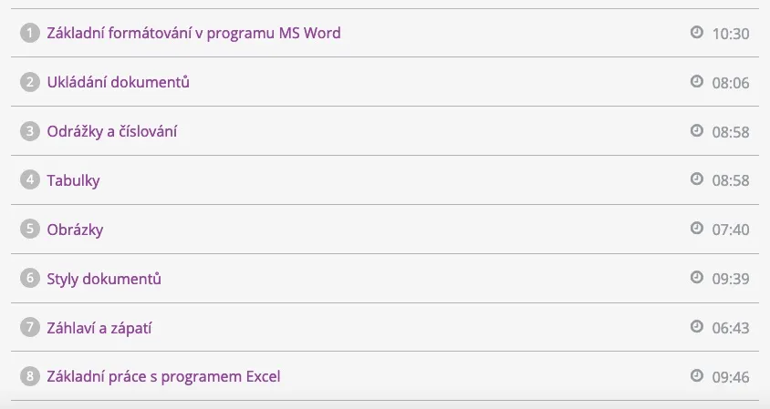 Titulky v lekcích kurzu Microsoft Office pro neslyšící