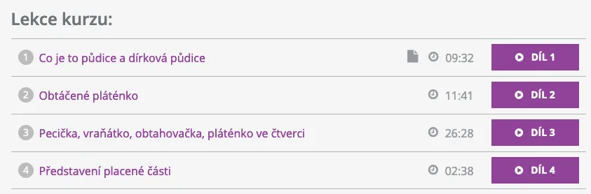 Hotové paličkované ozdoby vytvořené podle online kurzu paličkování pro začátečníky