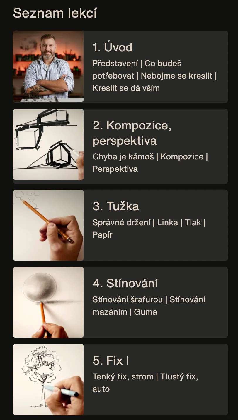 Ukázka z lekcí kurzu Kreslení pro začátečníky od Vladimíra Strejčka